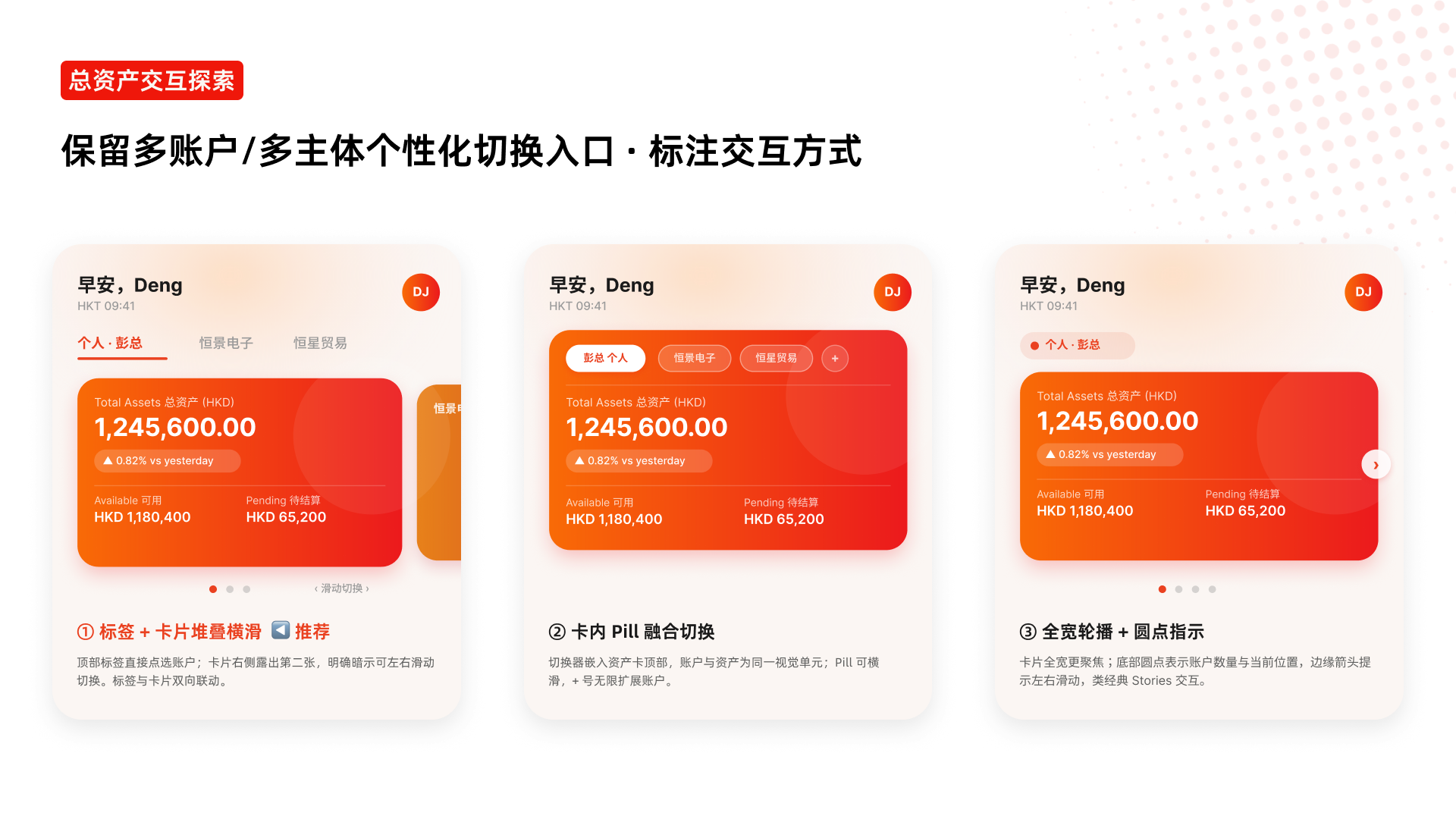 东亚银行海外企业银行首页 POC：总资产交互探索